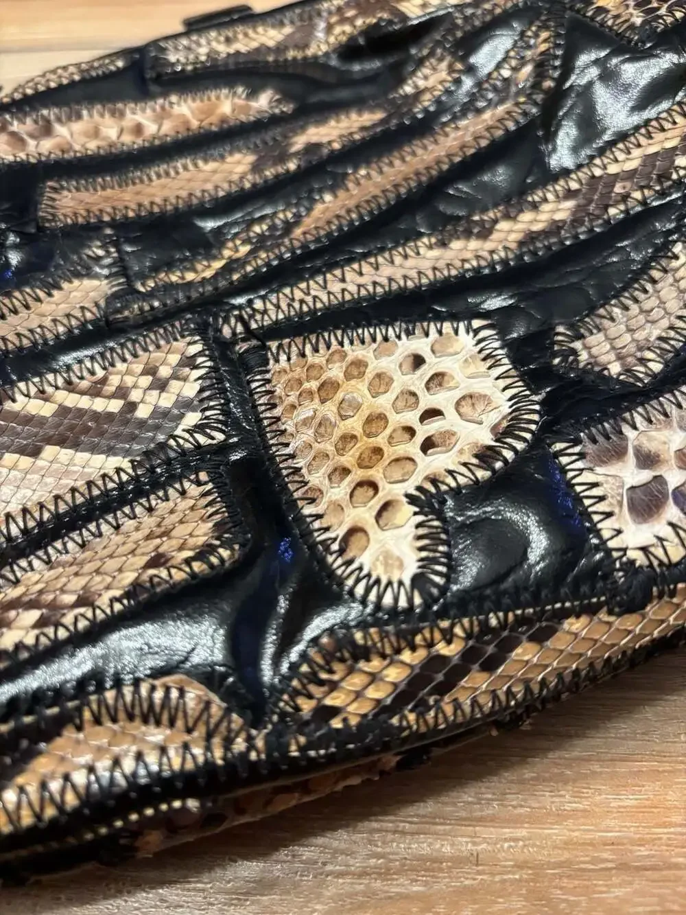 Vintage Snakeskin and Leather Framed Clutch Bag
